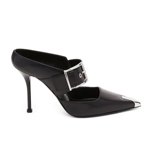 ALEXANDER MCQUEEN
Leather Punk Buckle Mules 90 size 37 BNIB - Picture 1 of 7